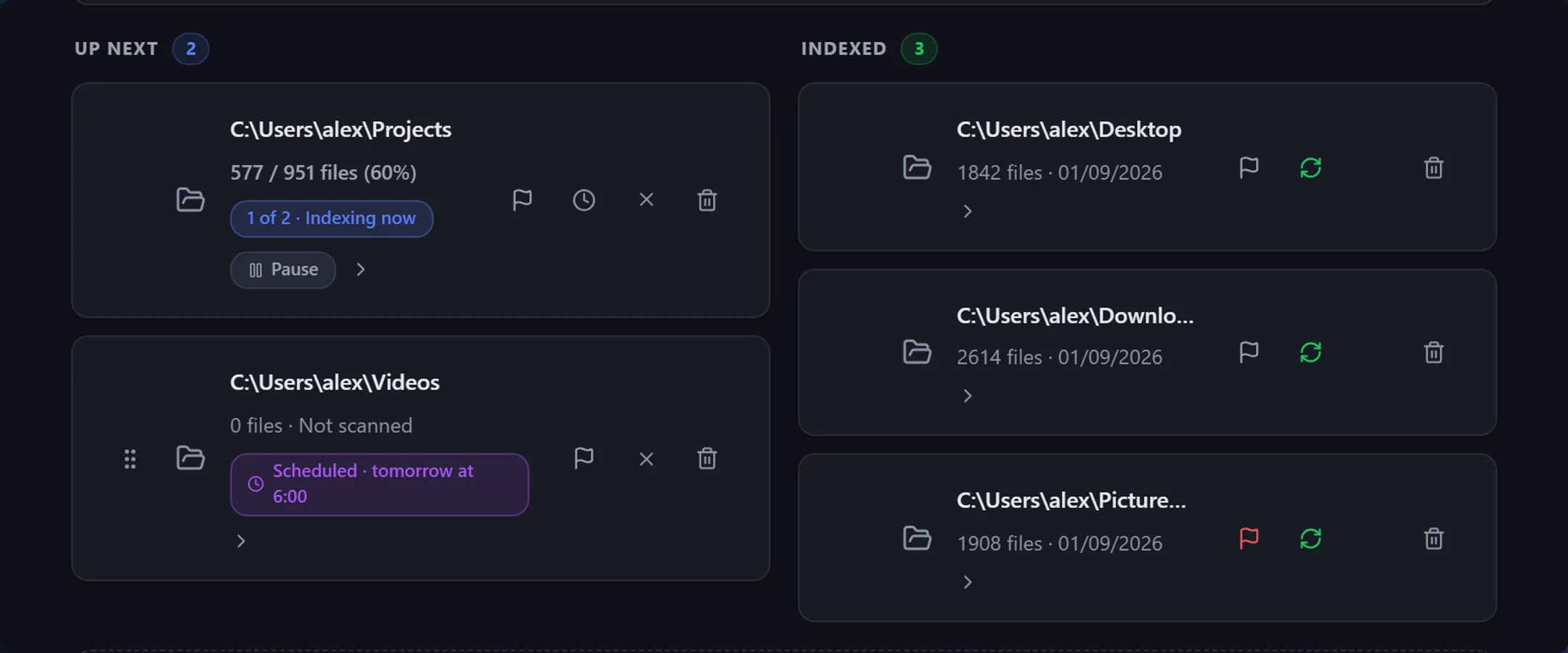 BeaconFind: You choose the folders, and when they run
