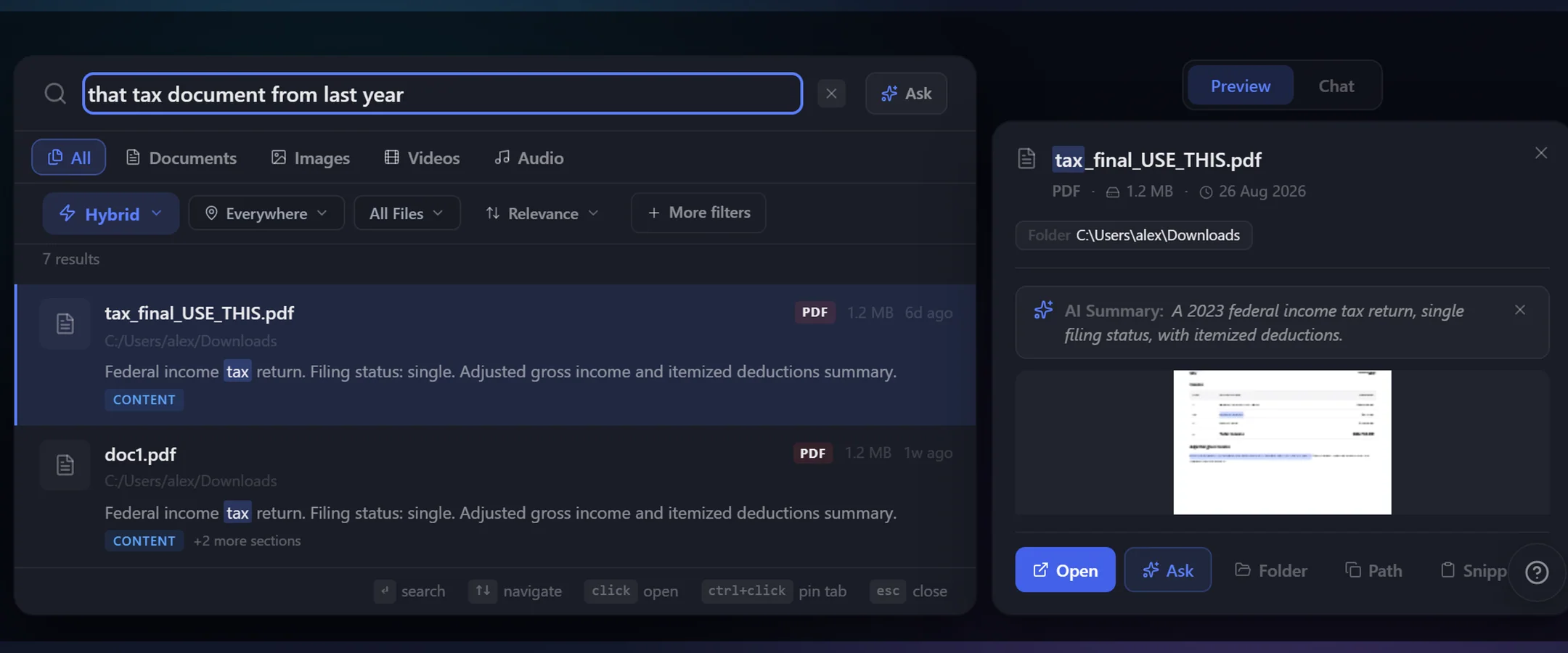 BeaconFind: Search by what it says, not what it is called